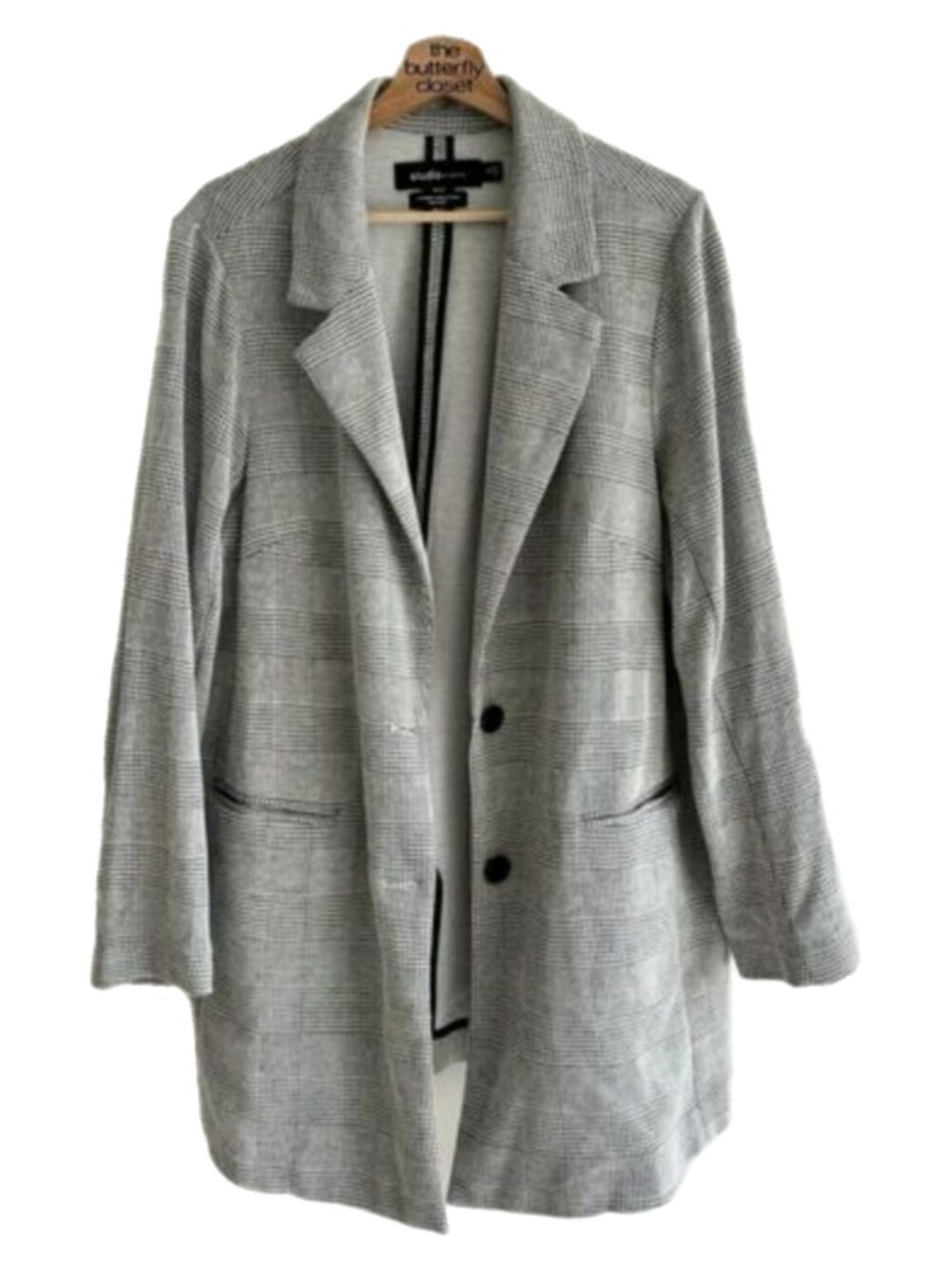 Torrid Studio Black Houndstooth Two Button Blazer Jacket 3X